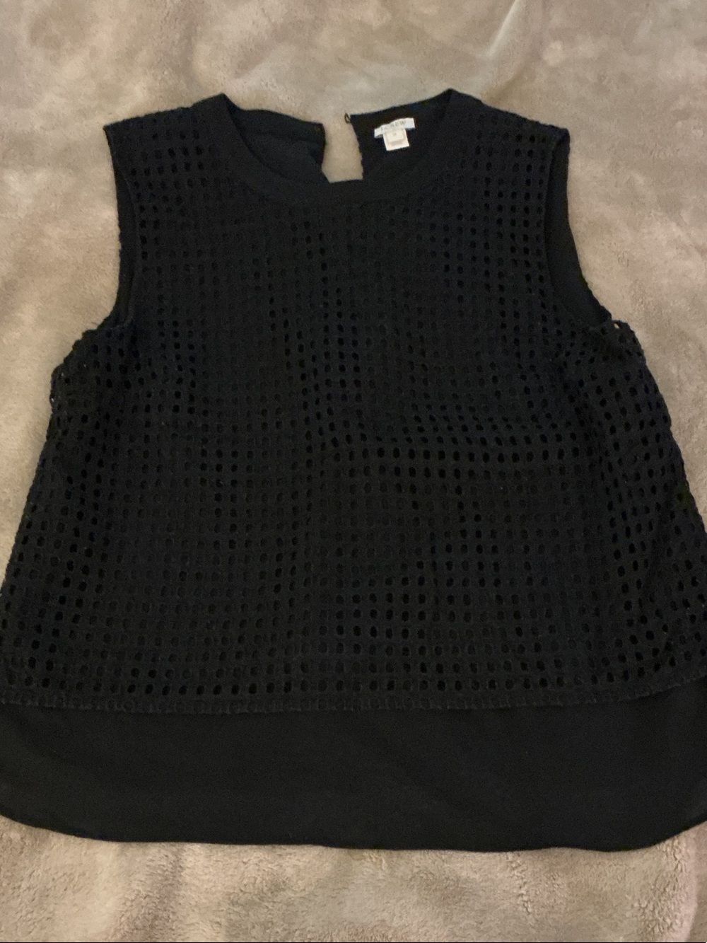 J. Crew Black Crochet Overlay Tank